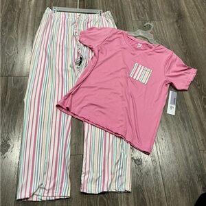 NWT Women's Pink and Striped Pajama Set 2X
